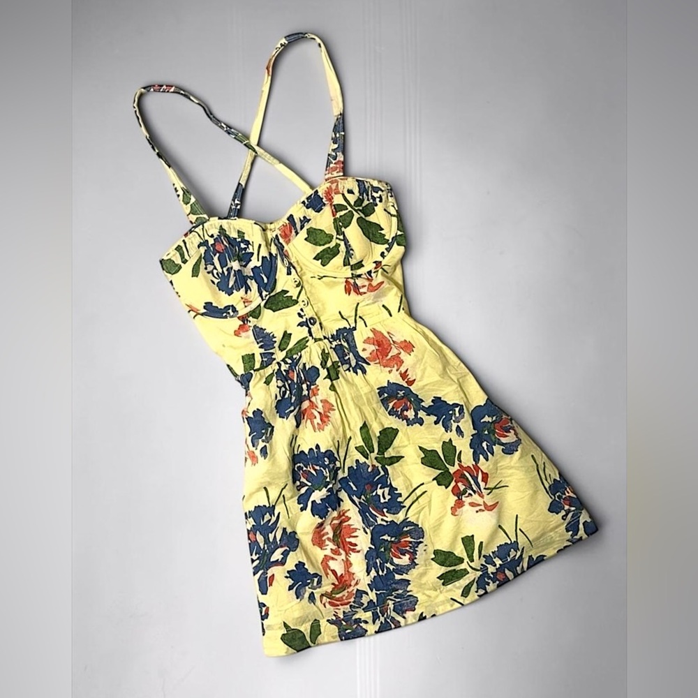 Abercrombie & Fitch Multicolor Smocked Top with Floral Trim